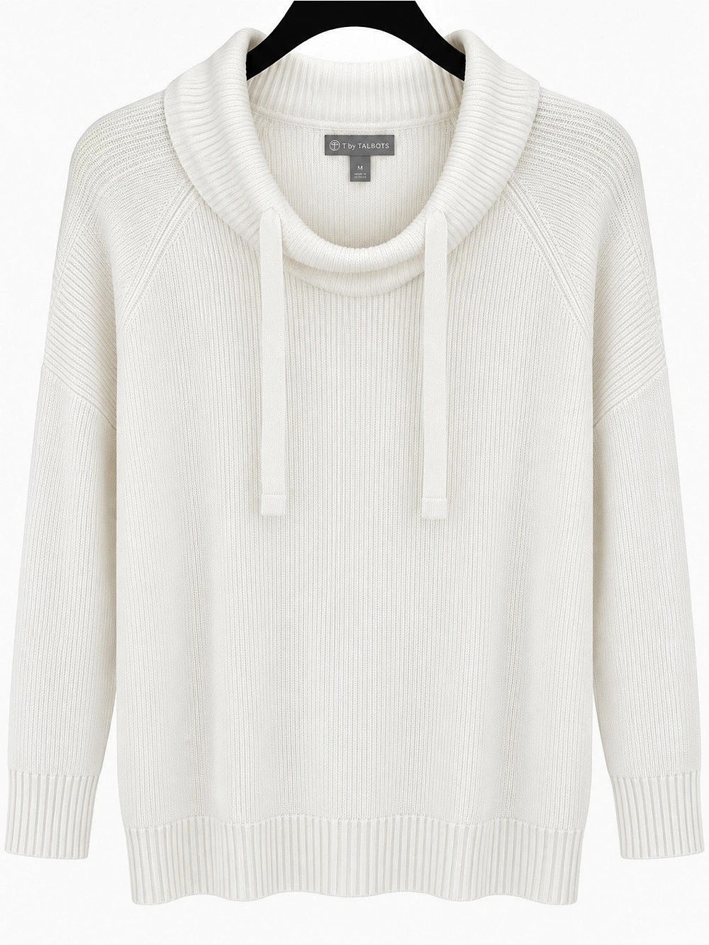 Oversized T by Talbots Cowl Neck Sweater in White Size Medium Like New